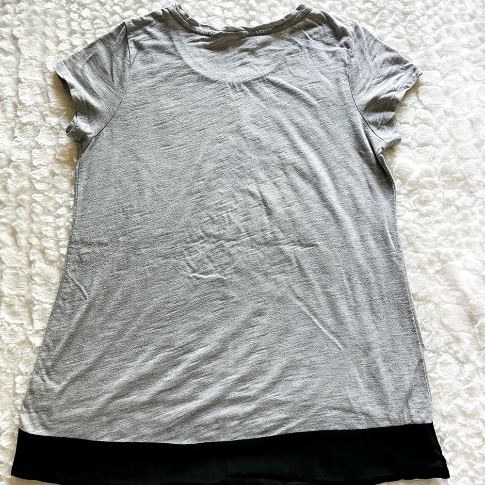 Cute Juniors size (S) Pre-Owned black & grey T shirt with embellishments. - Picture 2 of 4